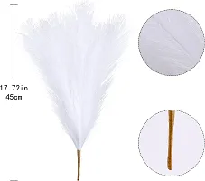 ROYAL SAPPHIRE 3 Pcs Faux Pampas Grass Small Fluffy Artificial Flowers Fake Flower Boho Decor Reed Grass for Vase Filler Farmhouse Home, Office, Living Room, Table and Craft Items (White)-thumb2