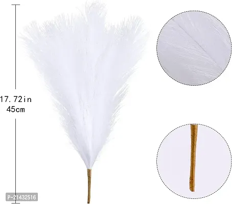 ROYAL SAPPHIRE 3 Pcs Faux Pampas Grass Small Fluffy Artificial Flowers Fake Flower Boho Decor Reed Grass for Vase Filler Farmhouse Home, Office, Living Room, Table and Craft Items (White)-thumb3