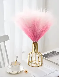 Royal sapphire 3 Pcs Faux Pampas Grass small Fluffy Artificial Flowers Fake Flower Boho Decor Reed Grass for Vase Filler Farmhouse Home, Office, Living Room, Table,and Craft Items Corner (shaded pink)-thumb2