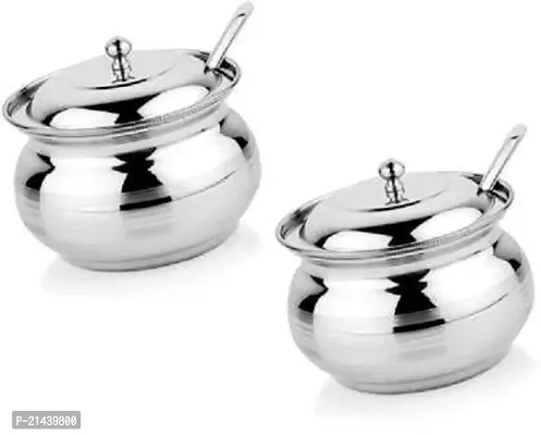 ROYAL SAPPHIRE Stainless Steel Ghee Pot, Oil Container with Lid and Spoon (250 ml) set of-thumb0