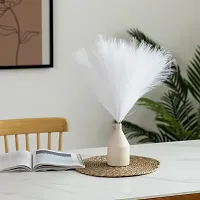 ROYAL SAPPHIRE 3 Pcs Faux Pampas Grass Small Fluffy Artificial Flowers Fake Flower Boho Decor Reed Grass for Vase Filler Farmhouse Home, Office, Living Room, Table and Craft Items (White)-thumb1