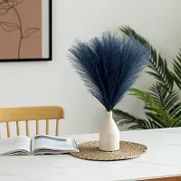 ROYAL SAPPHIRE 3 Pcs Faux Pampas Grass Small Fluffy Artificial Flowers Fake Flower Boho Decor Reed Grass for Vase Filler Farmhouse Home, Office, Living Room, Table and Craft Items (Blue)-thumb1