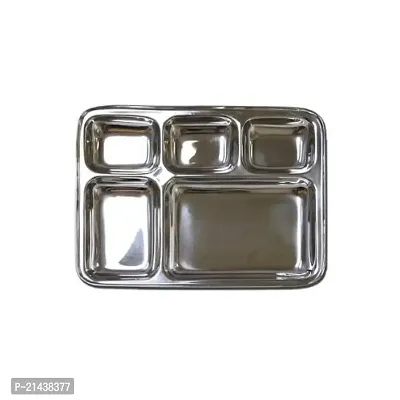 ROYAL SAPPHIRE 5 in1 Extra Deep Compartment Divided Plate/Thali/Bhojan Thali/Mess Tray/Dinner Plate Set of 1 pc-thumb0