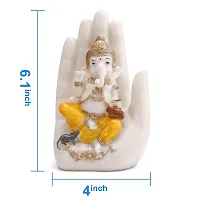 FoAr Angle White Marble Polyresin Handcrafted Palm Ganesha Decorative Showpiece, Perfect for Gifting-thumb2