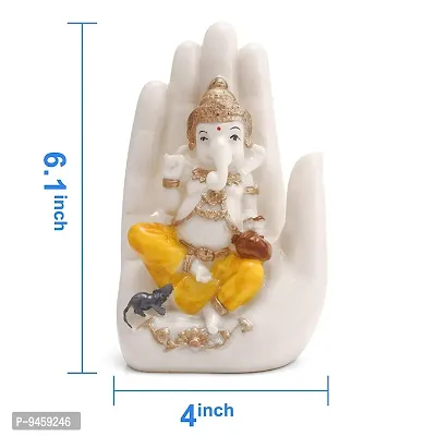 FoAr Angle White Marble Polyresin Handcrafted Palm Ganesha Decorative Showpiece, Perfect for Gifting-thumb3