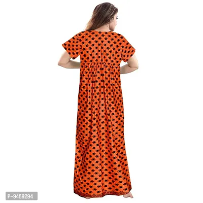 Fashion Fit Women's Pure Cotton Printed Front Zipper Comfortable Long Maxi Nightdresses ( Pack of 2 PCs.)-thumb5