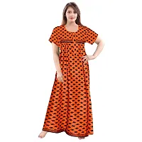 Fashion Fit Women's Pure Cotton Printed Front Zipper Comfortable Long Maxi Nightdresses ( Pack of 2 PCs.)-thumb3