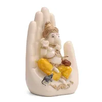 FoAr Angle White Marble Polyresin Handcrafted Palm Ganesha Decorative Showpiece, Perfect for Gifting-thumb1