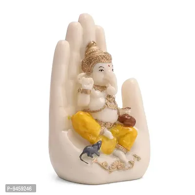 FoAr Angle White Marble Polyresin Handcrafted Palm Ganesha Decorative Showpiece, Perfect for Gifting-thumb2