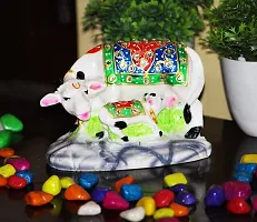 FoAr Angle Handicraft Decorative Marble dust/Polyresin Kamdhenu Cow and Calf Showpiece God Idols and Figurines for Home Decor-thumb2