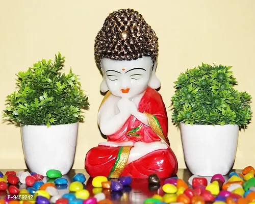 FoAr Angle Handcrafted Little Baby Monk Modern Meditating Laughing Buddha Idols Statue for Good Luck, Home Decorations