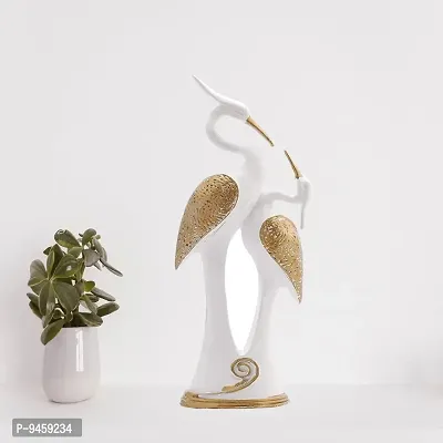 Pair of Kissing Swan Duck Home Decor Showpiece Love Birds Decorative Figurine (White1)-thumb0