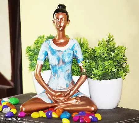 FoAr Angle Resin Handicraft Yoga Posture Lady Statue (Multicolour)