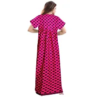 Fashion Fit Women's Pure Cotton Printed Front Zipper Comfortable Long Maxi Nightdresses ( Pack of 2 PCs.)-thumb4