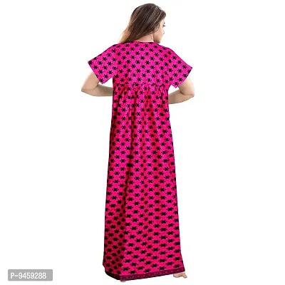 Fashion Fit Women's Pure Cotton Printed Front Zipper Comfortable Long Maxi Nightdresses ( Pack of 2 PCs.)-thumb5