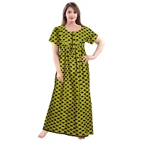 Fashion Fit Women's Pure Cotton Printed Front Zipper Comfortable Long Maxi Nightdresses ( Pack of 2 PCs.)-thumb3