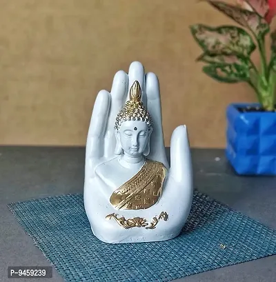 FoAr Angle Handcrafted Lord Meditating Hand Palm Buddha Idol Statue Showpieces for Living Room Bedroom Gift Home D?cor Table Decorations