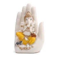 FoAr Angle White Marble Polyresin Handcrafted Palm Ganesha Decorative Showpiece, Perfect for Gifting-thumb3