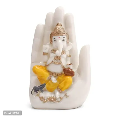 FoAr Angle White Marble Polyresin Handcrafted Palm Ganesha Decorative Showpiece, Perfect for Gifting-thumb4