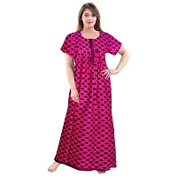 Fashion Fit Women's Pure Cotton Printed Front Zipper Comfortable Long Maxi Nightdresses ( Pack of 2 PCs.)-thumb3