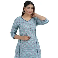 Shree SWAMINATH Fashion Women Flower Printed Regular Fit Cotton 3/4 Sleeves Kurta-thumb4