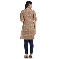 Shree SWAMINATH Fashion Women Flower Printed Regular Fit Cotton 3/4 Sleeves Kurta-thumb1