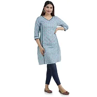 Shree SWAMINATH Fashion Women Flower Printed Regular Fit Cotton 3/4 Sleeves Kurta-thumb2