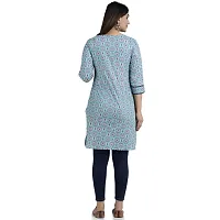 Shree SWAMINATH Fashion Women Flower Printed Regular Fit Cotton 3/4 Sleeves Kurta-thumb1