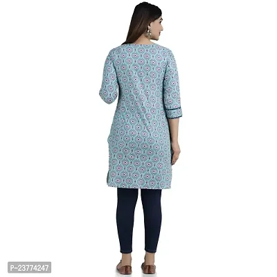 Shree SWAMINATH Fashion Women Flower Printed Regular Fit Cotton 3/4 Sleeves Kurta-thumb2