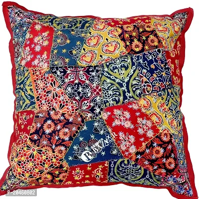 BARMER BAZAAR Cut Patch Work Hand Stitched Cushion Cover Without Cushion Filler 16 x 16 (Cotton 02)