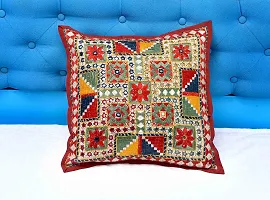 BarmerBazaar Hand Made Embroidered Multi Mix Cushion Cover 16 * 16 Inch-thumb1