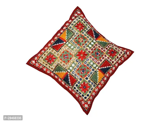 BarmerBazaar Hand Made Embroidered Multi Mix Cushion Cover 16 * 16 Inch