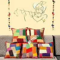 BARMER BAZAAR Cut Patch Work Hand Stitched Cushion Cover Without Cushion Filler 16 x 16 (Cotton 01)-thumb3