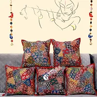 BARMER BAZAAR Cut Patch Work Hand Stitched Cushion Cover Without Cushion Filler 16 x 16 (Cotton 02)-thumb3