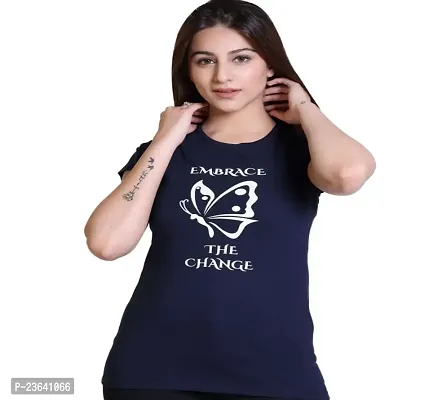 Stylish Fancy Designer Cotton Printed Round Neck T-Shirts For Women