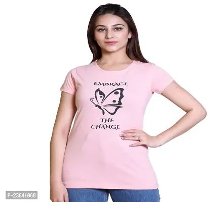 Stylish Fancy Designer Cotton Printed Round Neck T-Shirts For Women-thumb0