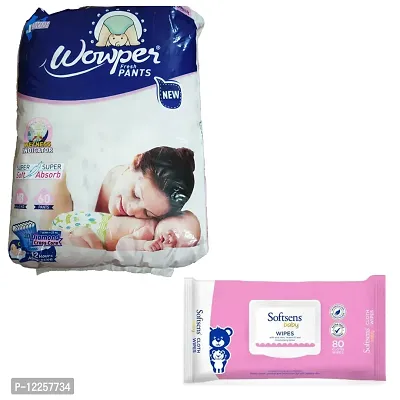 Classic New Born Fresh Diper Pants (Pack Of 60 Pants) And 1 Baby Wipes (Pack Of 72 Cloth Wipes)