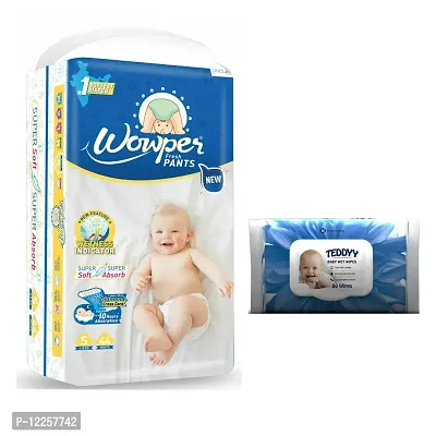 Classic Small Fresh Diper Pants (Pack Of 44 Pants) And 1 Baby Wet Wipes 80 Wipes