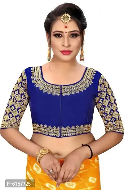 Stylish Blue Phantom Silk Embroidered Stitched Blouse For Women