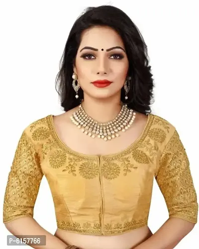 Elite Golden Heavy Phantom Silk Embroidered Stitched Blouse For Women