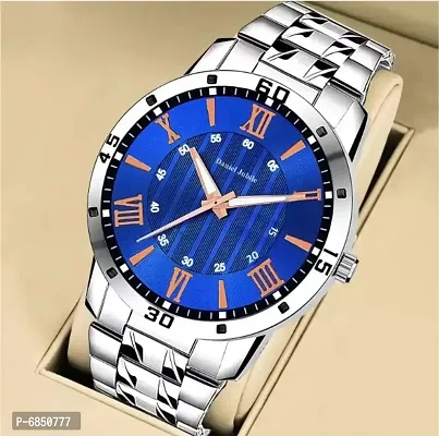 Blue dial with stainless steel belt watches for mens  boys-thumb0