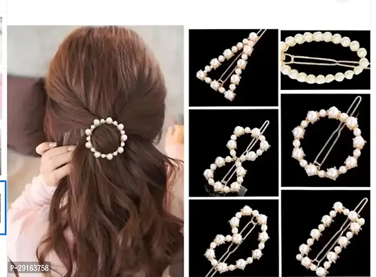 6 Pcs Pearl Word Hair Clips for Women rhinestone Crystal Letter Hair Pins for Girls Women Golden Crystal Hair Pin Hair Clip Fancy Jewellery Hair pin Lock Pins Hair Accessories-thumb0