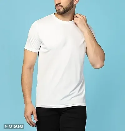 Mens Solid Round Neck Polyester T Shirt