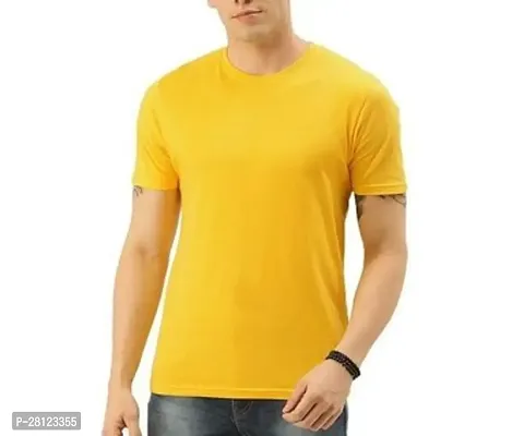 Mens Yellow Cotton Half Sleeve Round Neck T Shirt   Premium Quality   Biowashed