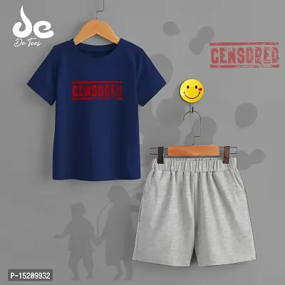 Boys Cotton Blend Printed Tshirt With Shorts-thumb0