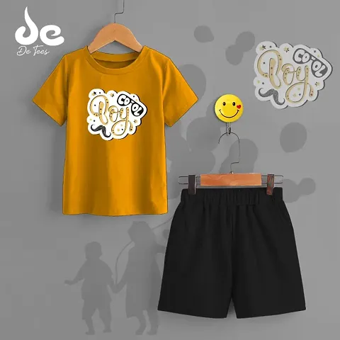 Printed Cotton Blend T Shirt and Shorts Set