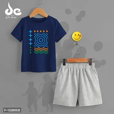 Boys Cotton Blend Printed Tshirt With Shorts-thumb0