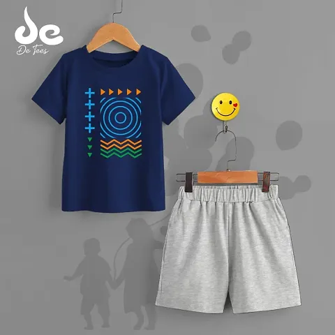 Printed Cotton Blend T Shirt and Shorts Set