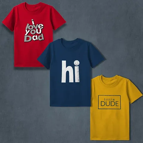 Printed Cotton Tees for Boys Pack of 3