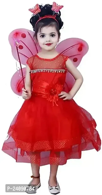 Fabulous Red Net Embellished Dresses For Girls-thumb0